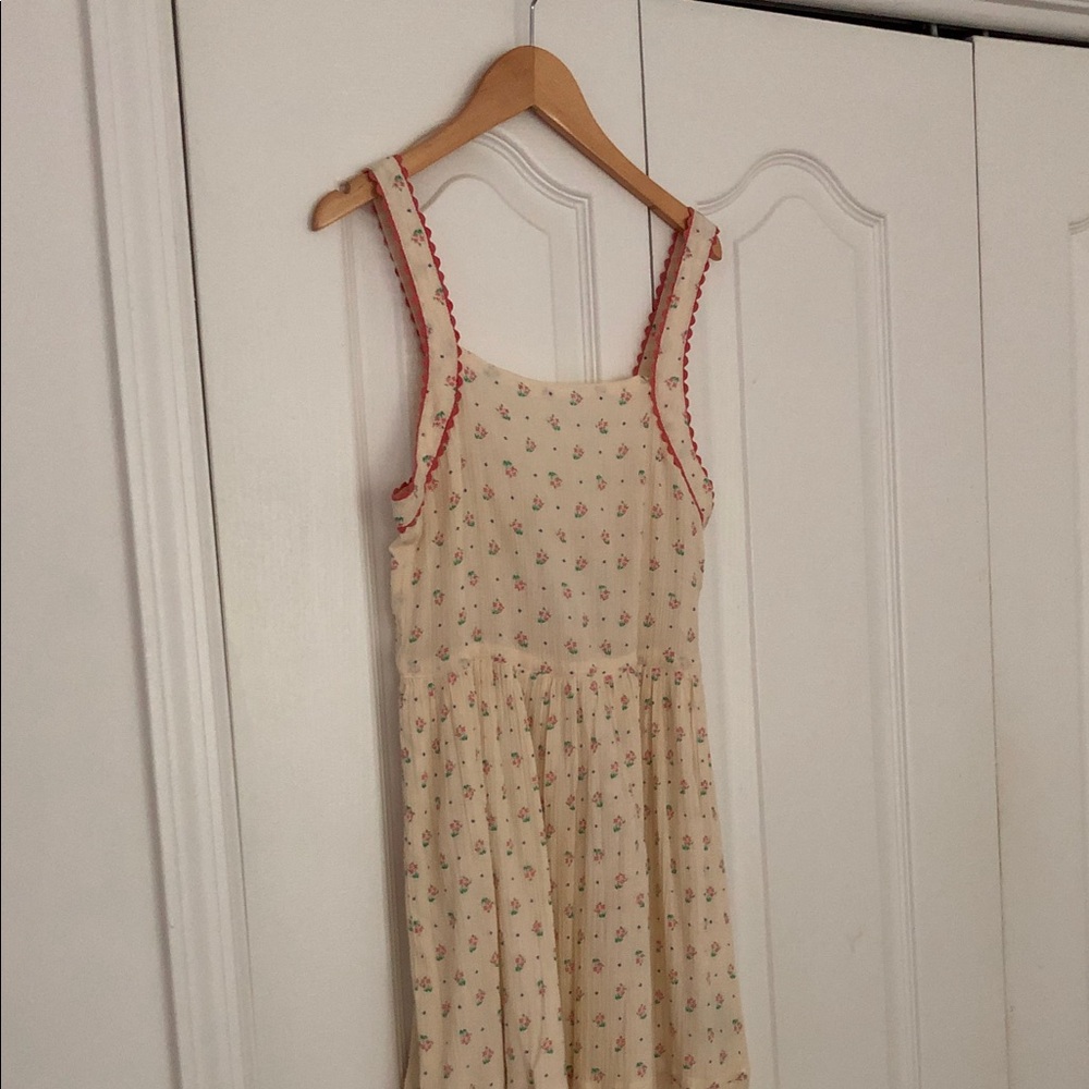 Emile et Ida dress cream with peach and green florals